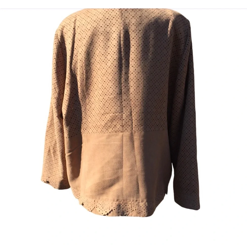 Chico’s Faux Suede Laser Cut Zip Jacket - Picture 2 of 10
